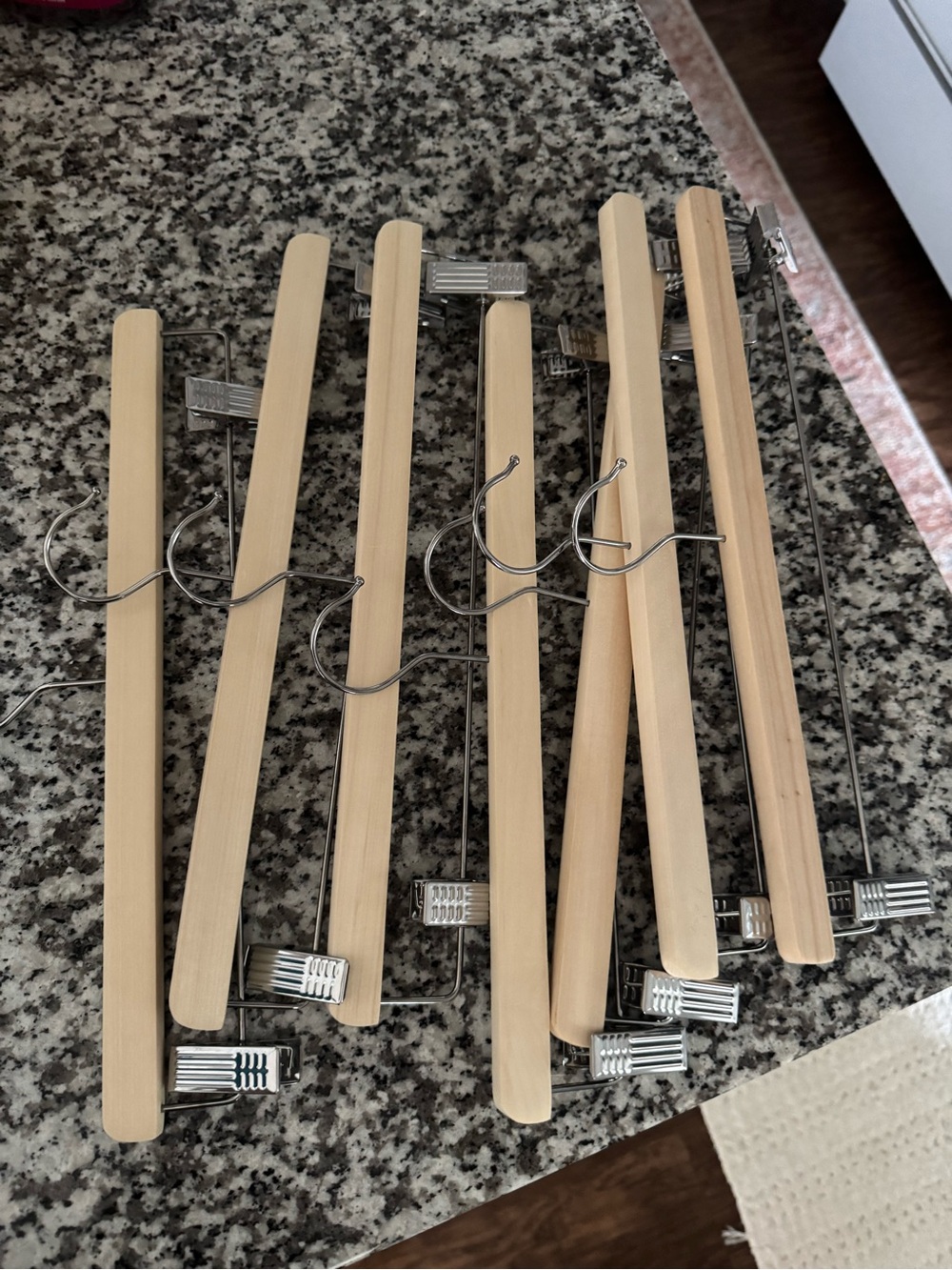 NWOT Wooden Skirt/Pant Hangers with Metal Clips - Natural Wood